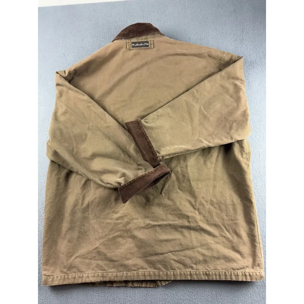 Eddie Bauer Jacket Mens XXL Brown Corduroy Collar Canvas Barn Field Coat Vintage